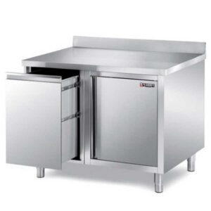 Stainless Steel Base Cabinet back splash: 100 mm Hangle Door 1 hinged Door 1 Drawer