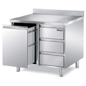 Stainless Steel Base Cabinet Back splash: 100 mm 1 Box 3 Drawer
