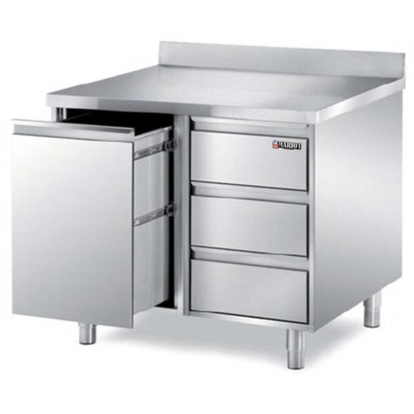 Stainless Steel Base Cabinet Back splash: 100 mm 1 Box 3 Drawer