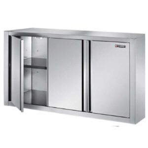 Stainless Steel Wall Cabinet Triple Doors Middle Shelf Hinged Door